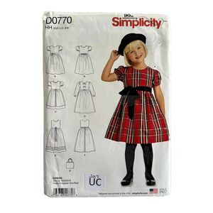 Simplicity Sewing Pattern 0770 Girls Xmas Dress Purse w Petticoat Sz 3-6 UNCUT